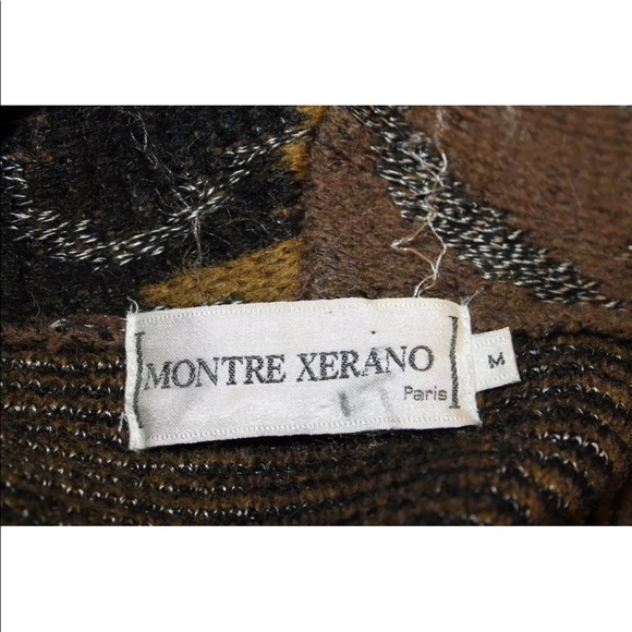 Monte Xerano Women Sweater Coat Over Piece Med Paris Wool Abstract Black Brown - Picture 2 of 11